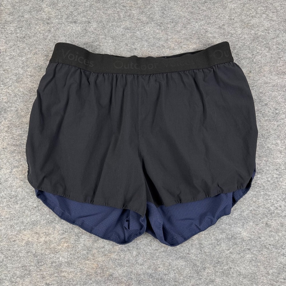 Outdoor Voices Running Shorts 2" Pocket Nylon Blue Black Womens Small S